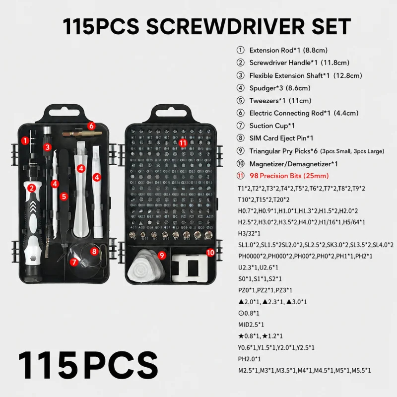 Portable 115in1 Magnetic Screw - огляд і ціна Micro Screwdriver Kit